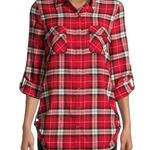 No Boundaries NWT  Juniors Plaid Flannel Pocket Front Red Black Top Blouse SZ XS Photo 0
