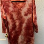 Jaclyn Smith  Rust Floral Tie-Dye V-Neck Blouse Photo 0