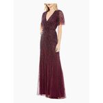 Mac Duggal   Embellished Tulle Wrap-Effect Column Gown Size 16‎ Plum Formal Photo 1