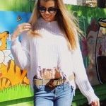 12th Tribe White Fringe Cropped Sweater  Photo 0