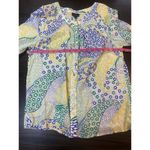 Talbots  Shirt‎ Women Small Paisley Smocking Yellow Peasant Button Crochet Boho Photo 6