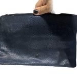 Ash Blue/Black Leather Snakeskin Pattern Clutch Purse With Zipper Closure Photo 0