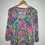 Lilly Pulitzer Rossmore Palm Reader V-Neck Pullover T-Shirt Dress Size X-Small Photo 2