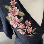 Blu Pepper  Floral Embroidered Wrap Dress Black Sz Small Photo 2