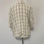 Madewell  Windowpane Linen Blend Crop Resort Shirt Sz XL Antique Cream Photo 2