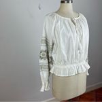 Anthropologie  Eri + Ali White Embroidered Peasant Blouse Photo 1