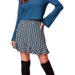 Band of The Free NWT Women’s Colette Deep Teal Diamond Print Mini Skirt Medium Black Photo 0