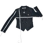 Guess Women's Artisian Blazer Black Pin Stripe Metallic Buttons Size 4 Photo 5