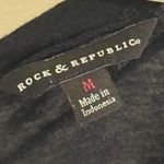 Rock & Republic Black Floral Cross Women's Tee Size Medium Photo 1