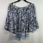 Lilly Pulitzer NEW  Nevie Off-the Shoulder Oyster Bay Blue Top Blouse Size S Boho Photo 1