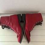 Justin Boots Vintage 80s Justin Roper Red Leather Western Boots Cowboy Cowgirl Photo 6