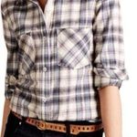 Holding Horses  Blue White Plaid Flannel Western Chiffon Back Shirt Size Small Photo 0