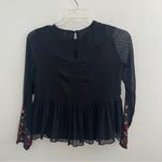 ZARA  Black Floral Embroidered babydoll Blouse top SMALL SWISS DOTS NEW Photo 6