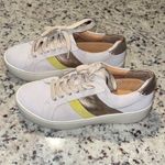 Frye  & Co. Hallie Low Suede Casual‎ Sneakers Cream / Gold Women's Size 6 Photo 1