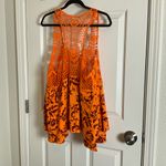 Denim 24/7 Bright Orange Crochet Open Tie Front Top size medium Photo 9