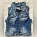 Ymi Blue Stoned Wash Denim Jeans Cropped Button Down Vest Essential S Photo 0