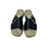 ZARA  Black Leather Buckle Espadrille Jute Slide Sandals Size 41‎ / US 10.5 Photo 1