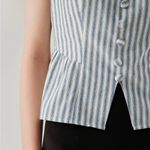 Rihoas Blue Striped Square Neck Tank Top Size M Photo 1