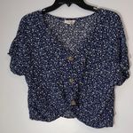 SO ‎ Women's Navy Floral Blouse Cropped Ditsy Floral M Photo 0