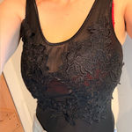 Hera Collection Black sheer lace appliqué top Photo 0