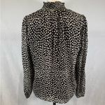 J.Crew long sleeve black white and mocha print smocked mock neck top size small Photo 5