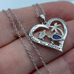 I Love You Forever Sea Turtle Sterling Silver Cz Necklace Photo 0