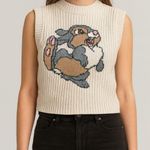 ZARA Cream Knit Sweater with Disney Design Thumber knit top size large Photo 0