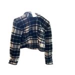 ZARA  Women's M Plaid Crop Jacket Black‎ & White with Hood Photo 3
