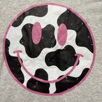 Gildan  Gray Tee with Pink and Black cow print Smiley Photo 2