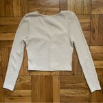 Topshop Oatmeal Cream Ribbed O Ring Cropped Long Sleeve - Medium Photo 1