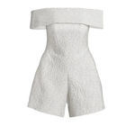 Jonathan Simkhai Gray Silver Valerie‎ Off the Shoulder Jacquard Romper XS Photo 5