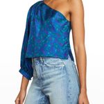 Veronica Beard  Lyric One-Shoulder Top Cobalt Multi Women's Size 12 NEW Photo 0