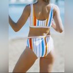 Pink Lily Women Crop Top Bikini Set Striped Printed High Waisted Sporty Swimsuit Photo 1