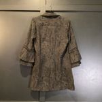 Anthropologie Finley Bradley Jacquard black gray long bell sleeve Mini Dress L Size M Photo 2