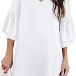 Belongsi Bell Sleeve Bridal Shower Easter Flowy Dress Medium White Photo 0