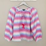J.Crew  Peasant Top in Metallic Pastel Stripe NEW Photo 0