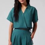Athleta Playa Linen Tie Top in Borealis Green Size XXS Retail $79 Photo 4