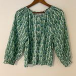 India Collection Emerson Fry Frances Frida Blue Green Organic Cotton Top EUC XS Photo 5