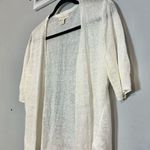 Cynthia Rowley Half 1/2 Sleeve Linen Open Front Cardigan Cream Beige Size Large Photo 1
