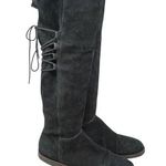 Lands' End Lands’ End Black Suede Knee High Lace Up Winter Riding Boots Women’s Size 6B Photo 0