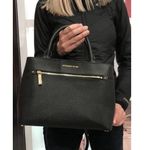Michael Kors Hailee Large Leather Satchel Shoulder Black Bag Classic Designer Photo 1