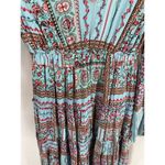 Altar'd State  Boho Wide Sleeve Double V Neck Dress Blue Size small Photo 3