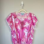 MELISSA ODABASH Keri Ruffle Tiered Print Coverup Dress Orchid Pink Size Large Photo 3