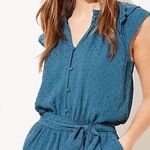 Loft • Petite Clip Dot Romper teal tie waist shorts swiss dot summer Photo 0