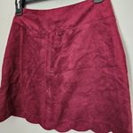Xhilaration  Skirt Burgundy Red Suede Buttons Front Scallop Hem Mini Casual Photo 4