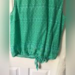 J. JILL Green Geometric Button Up bottom Tie Sleeveless Top women size L cotton Size L Photo 7