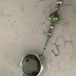 Charming Charlie  green beaded with rhinestone necklace and earring set Photo 2