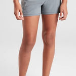 Athleta  Go To Distance Shorts Grey Elastic Waist Zip Back Pocket Stretch Photo 0