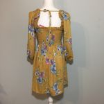 Xhilaration NWT Mustard Gold Yellow Floral Smocked Dress New Photo 2