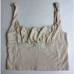 Wilfred Free ‎ Ruched Cropped Tank Top Beige Sleeveless Casual Basic Cute Photo 0